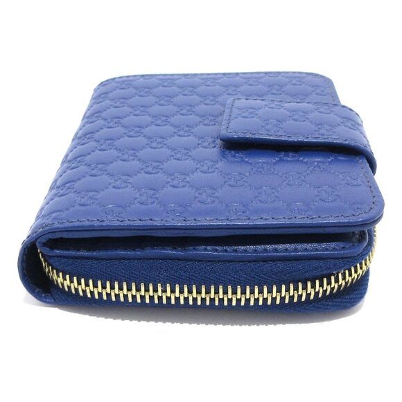 GUCCI Micro Guccissima Blue Leather Bifold Wallet 220-081025 - Picture 4 of 10